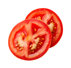 Tomato slices isolated on transparent background. Png format