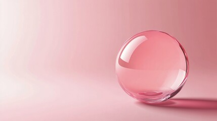 Obraz premium A delicate pink glass orb reflecting soft light on a pastel pink surface