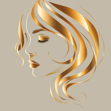 recommend clip art: Illustration of woman face with golden hair . Makeup and hair concept.