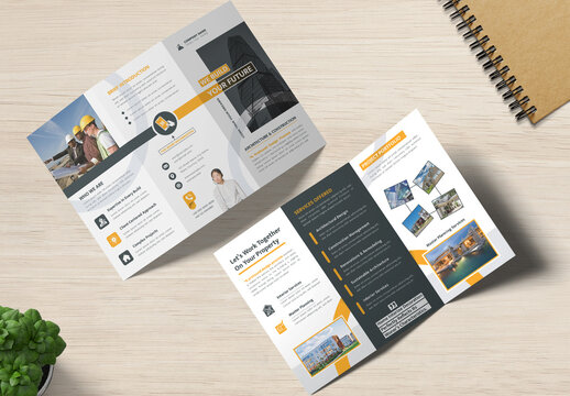 Architect and Construction Business Trifold Brochure Template Layout