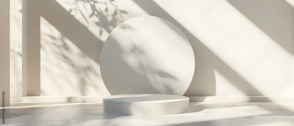 Aufkleber minimalist studio with round display platform