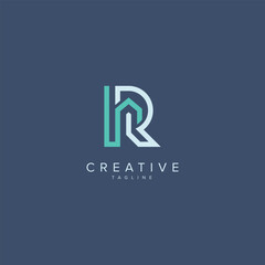 Abstract House logo design. Initial R letter concept.