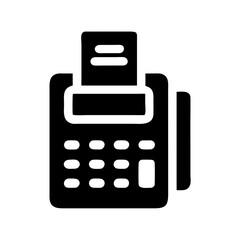 Fax machine icon in black silhouette on white background, cash register