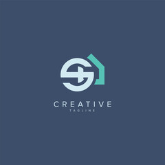 Abstract House logo design. Initial S letter concept.