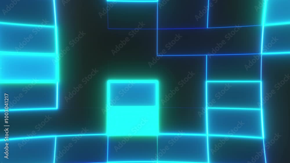 Poster abstract blocks of neon lines. computer generated 3d render