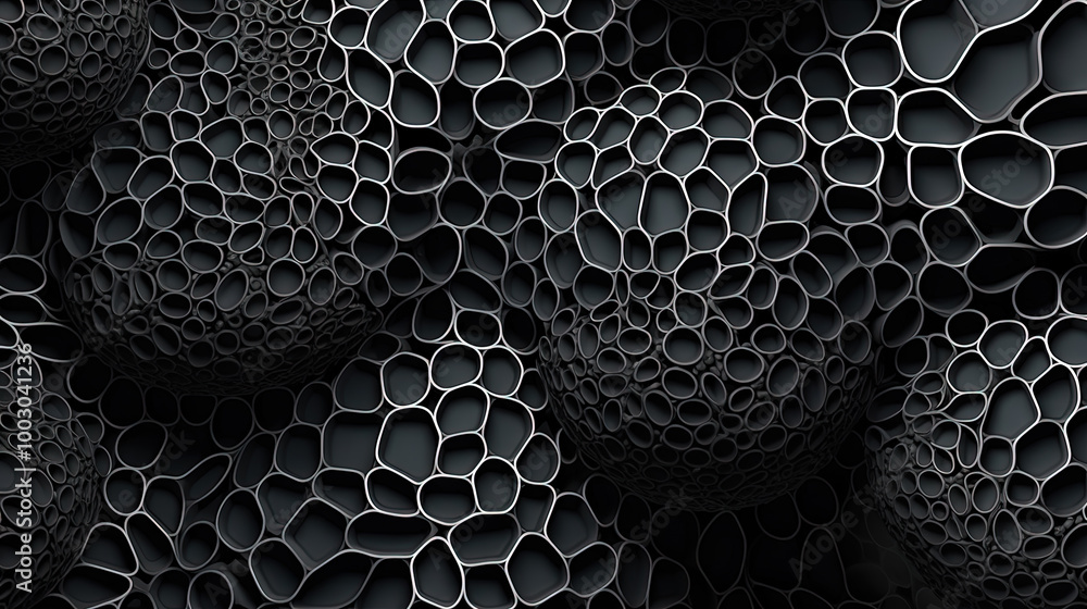 Poster Abstract background with dotted fractal ornament and science styled cellular mesh. Generated AI