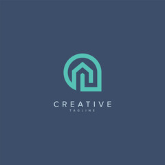 Abstract House and Location logo design concept.