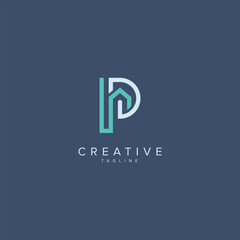 Obraz premium Abstract House logo design. Initial P letter concept.
