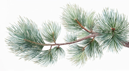 pine tree branch with cones. Pine branch watercolor isolated on white. cut out. Christmas decoration
