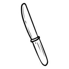 Table butter knife hand drawn doodle. Utensil for eating food. Cutlery. Tableware. Kitchenware. Dining table setting. Vector sketch line art illustration.