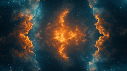 Obraz premium Colorful nebula swirling with vibrant orange and blue hues in the vast cosmos during a stellar event