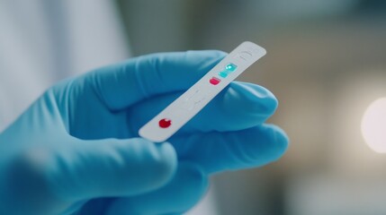 Lab technician using a testing kit to analyze samples in a medical facility at night