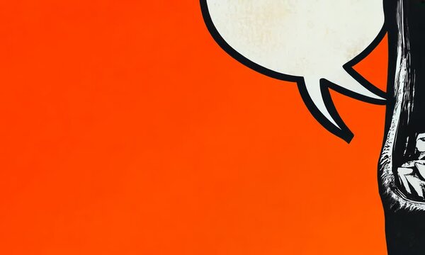 Composite collage image of screaming mouth speech bubble announce communication billboard comics zine minimal Video