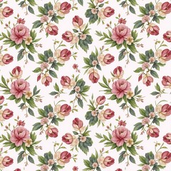 Fototapeta premium Floral watercolor pattern on seamless wrapping paper background featuring repeat fabric-inspired textures Floral Wallpaper Design