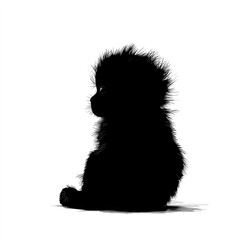 Obraz premium Baby Monkey Silhouette, Illustration Isolated On White Background