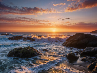 Obraz premium paradisiacal and exuberant scene at sunset...(1).