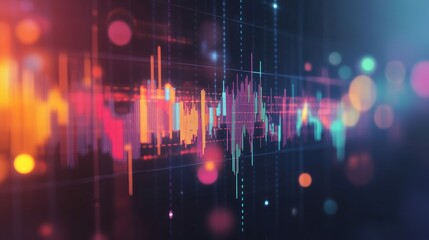 Fototapeta premium Vibrant abstract representation of sound waves in colorful neon tones at night