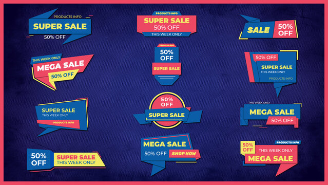 Colorful Animated Advertising Banners With Headlines For Sales And Marketing