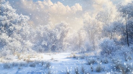 winter landscape with snow covered trees