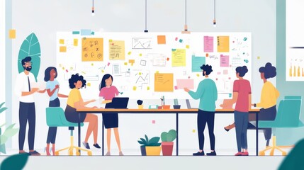 Collaborative Teamwork in a Bright Office Setting