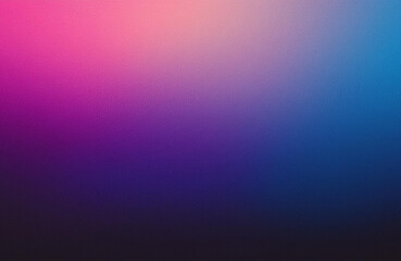 Obraz premium Blurred color gradient purple pink blue color gradient background dark abstract, grainy texture effect, backdrop banner poster card wallpaper website header design
