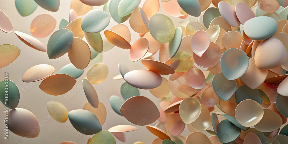 Canvas Prints pastel dream: abstract swirl of pastel-colored, shell-like shapes floating in mid-air, creating a dr