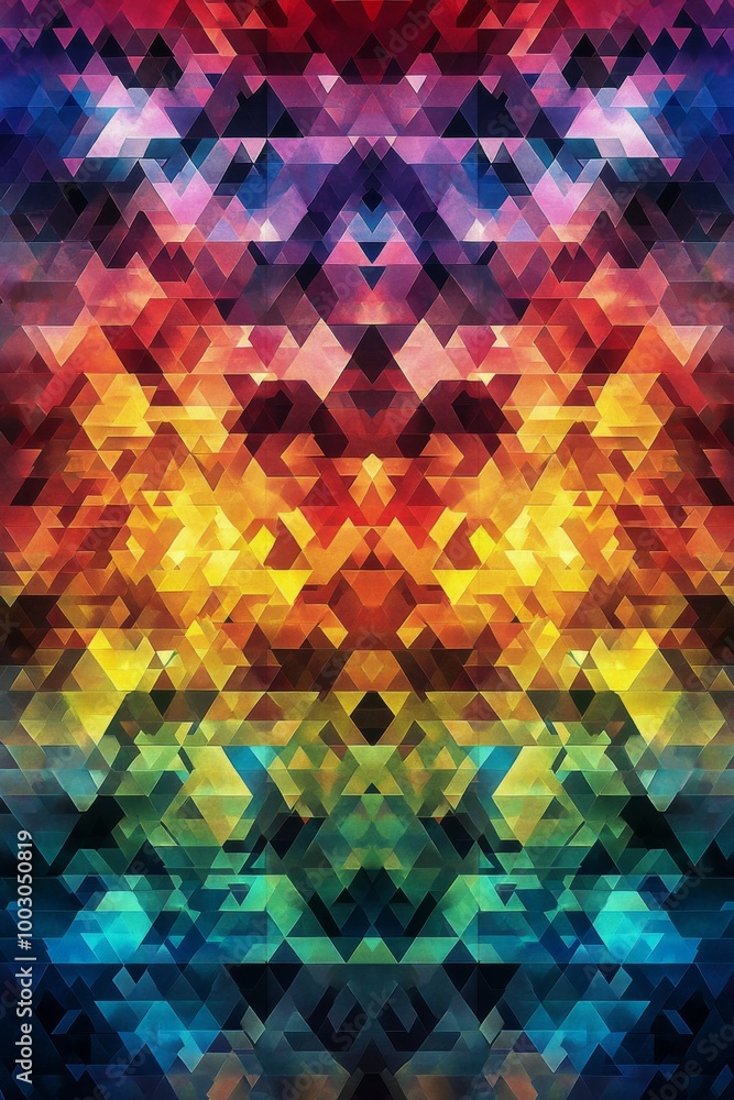 Poster colorful abstract geometric patterns create a vibrant visual experience in digital art