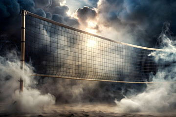 Beach Volleyball Under a Dramatic Sky 