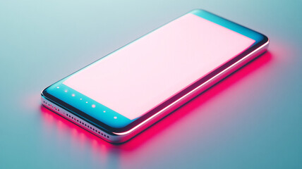 Smartphone. The place for the text is neon illuminated.
