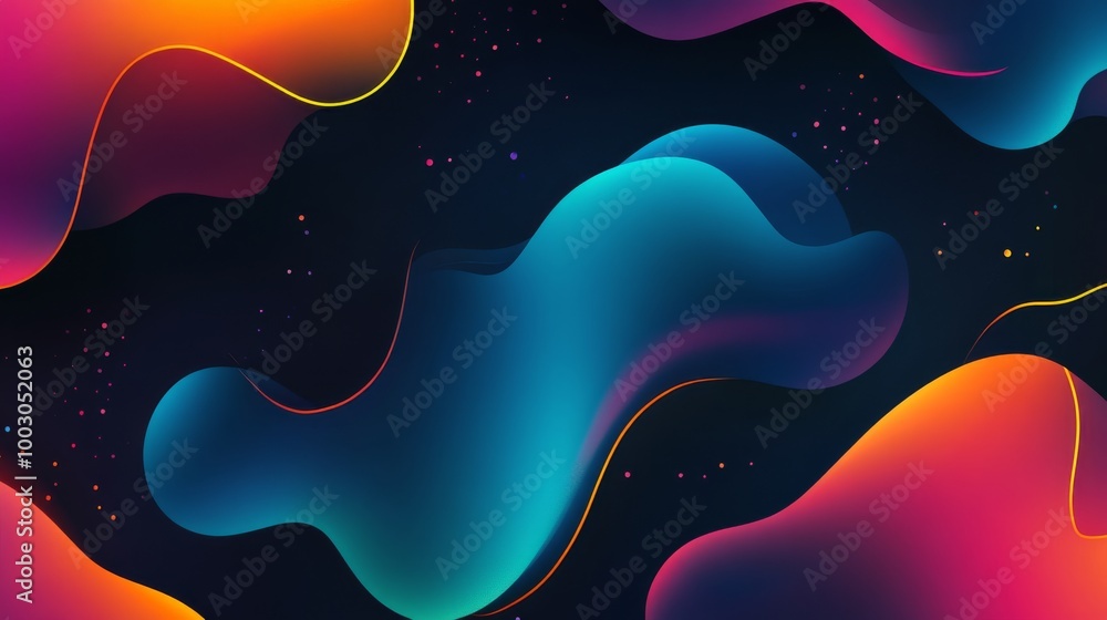 Poster colorful abstract wave patterns create a vibrant background design for modern art or digital media