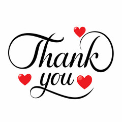 Thank you text vector art illustration with love icon
