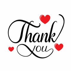 Thank you text vector art illustration with love icon