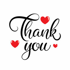 Thank you text vector art illustration with love icon