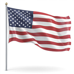 Fototapeta premium Us Flag Silhouette, Illustration Isolated On White Background
