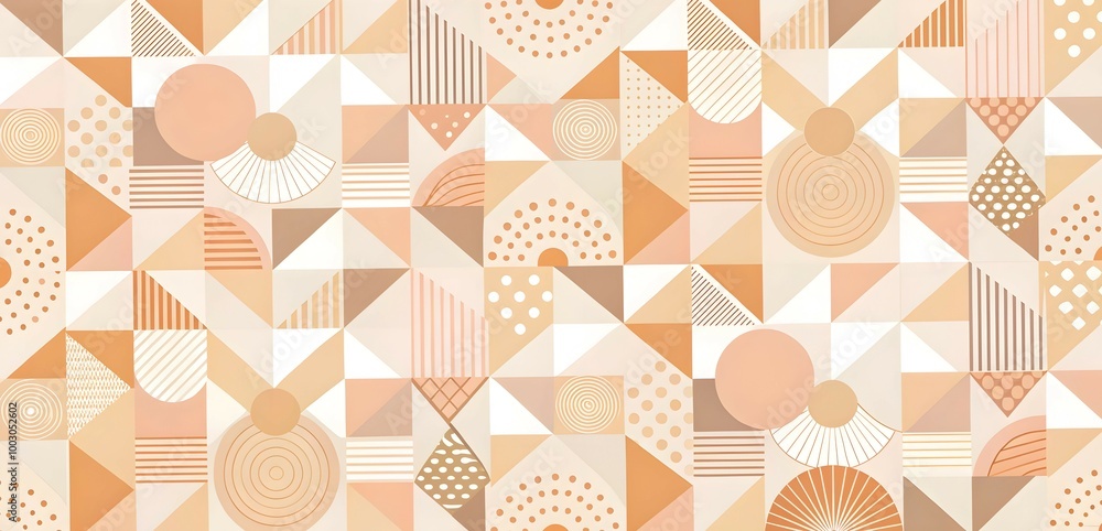 Poster geometric abstract pattern in earthy tones: a captivating blend of geometric shapes and organic form