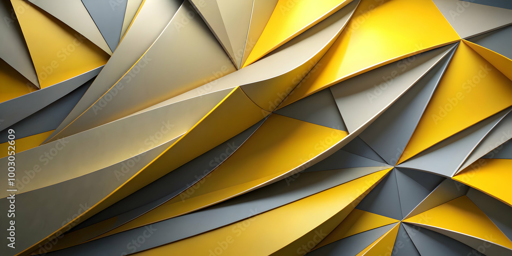 Poster abstract geometric pattern: a mesmerizing interplay of gold and grey, forming a dynamic and textured