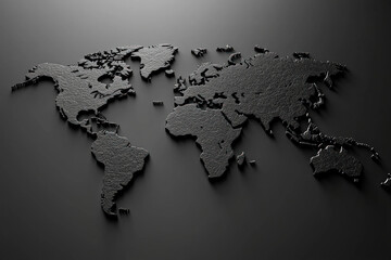 world map on black background