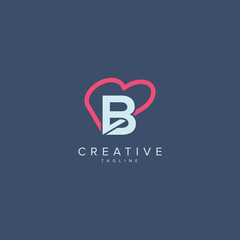 Abstract Heart Logo Design. Initial B Letter Concept.