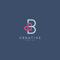 Fototapeta premium Abstract Heart Logo Design. Initial B Letter Concept.