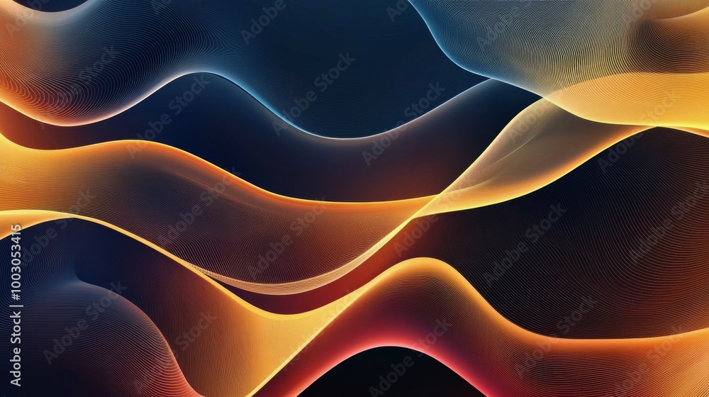 Poster colorful abstract wave patterns create a vibrant background design for modern art or digital media