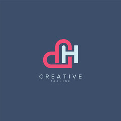 Abstract Heart Logo Design. Initial H Letter Concept.