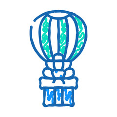 air balloon flying gift doodle icon sketch vector. air balloon flying gift sign. isolated symbol illustration