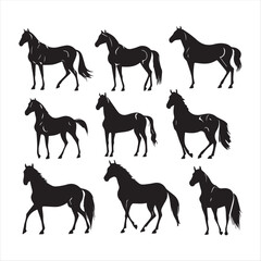 horse silhouettes set