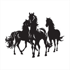 horse silhouettes set
