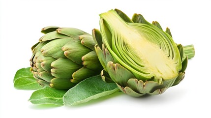 Artichoke Whole and Cut in Half Generative AI