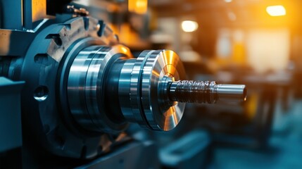 Fototapeta premium A close-up of a precision machining tool in an industrial workshop.