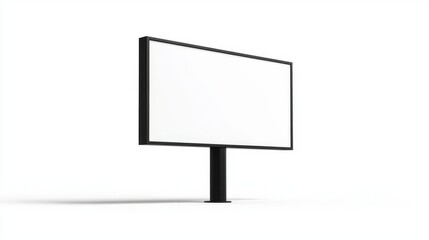 Obraz premium Blank white billboard on black pole against white background, perfect for advertisement or presentation concept.