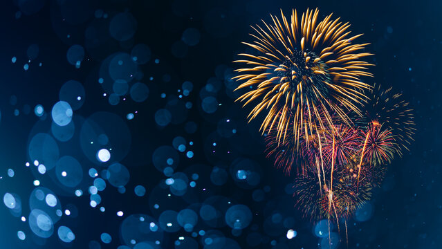 Fireworks with Abstract bokeh background