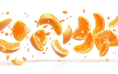 Orange slices falling in mid-air Generative AI