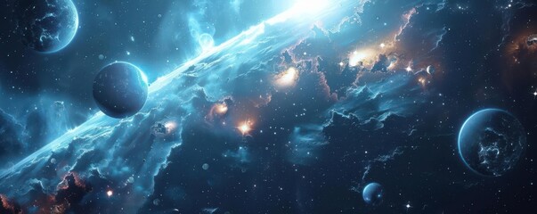 Obraz premium Astronomer observing stars and planets